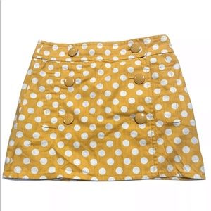 J.Crew Yellow & White Polka Dot Scooter Skirt 0